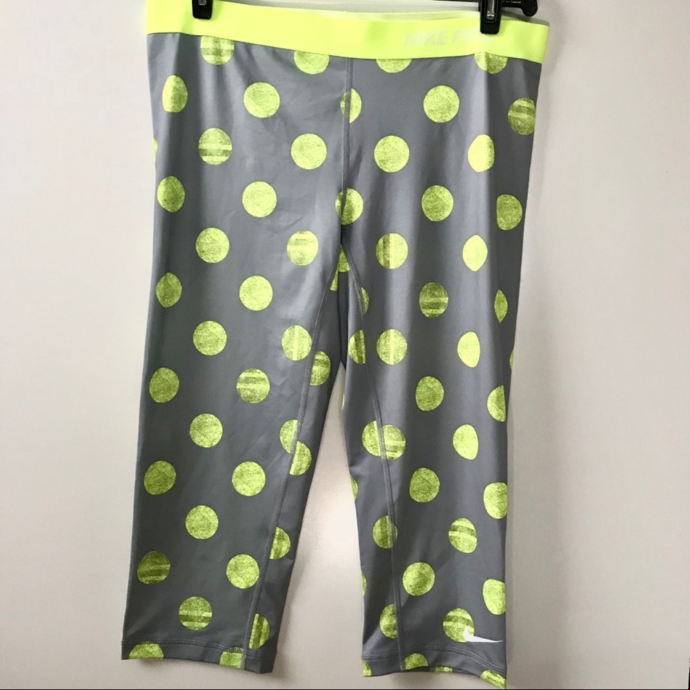 NWT Nike Pro Neon & Grey Crop Leggings - XL